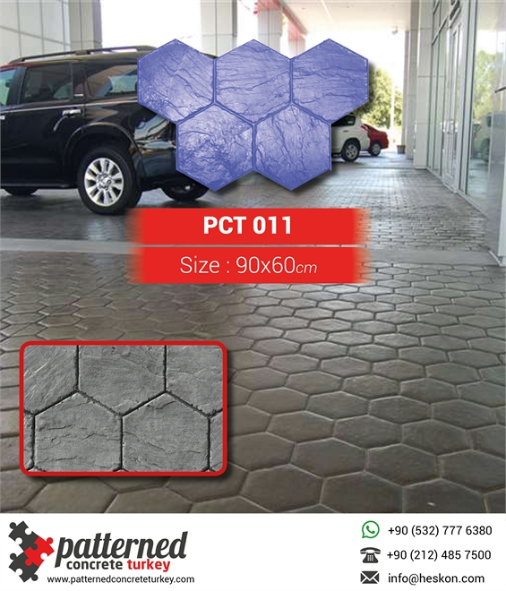 011 Hexagon Italian Slate Patterned Printed Concrete